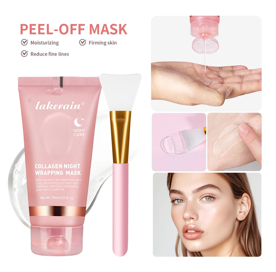 Luxe Collagen Wrapping Face Mask With Brush - Hydrating & Brightening Skincare Set