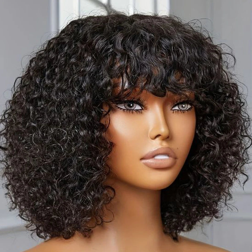 LUXE Jerry Curly Short Bob Wig – 100% Human Hair, Glueless & Ready to Wear