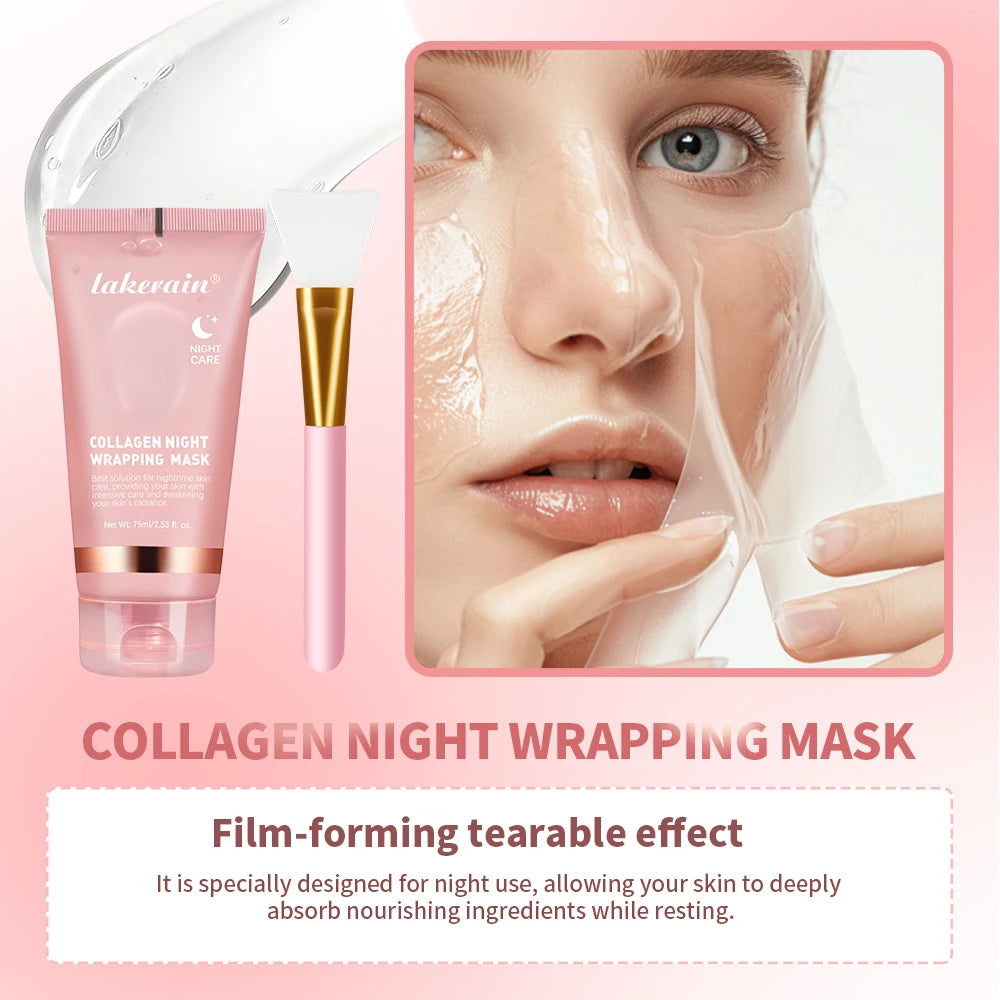 Luxe Collagen Wrapping Face Mask With Brush - Hydrating & Brightening Skincare Set