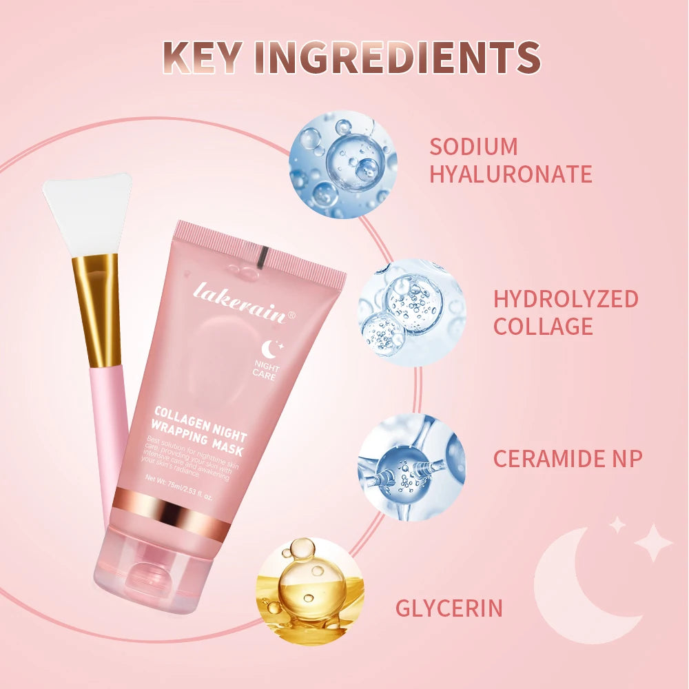 Luxe Collagen Wrapping Face Mask With Brush - Hydrating & Brightening Skincare Set