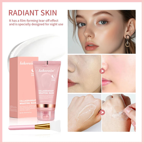 Luxe Collagen Wrapping Face Mask With Brush - Hydrating & Brightening Skincare Set