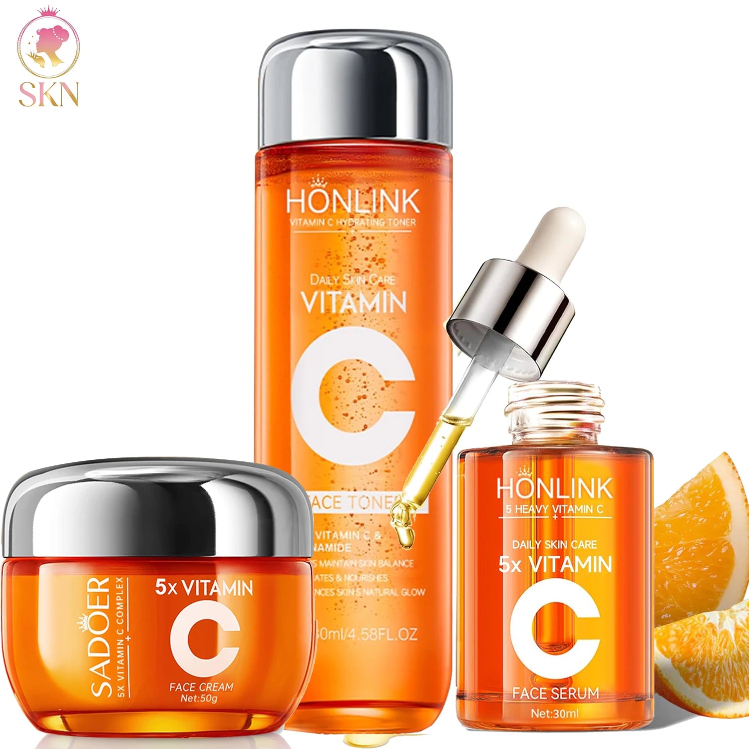 Luxe Vitamin C Skincare Set -Toner, Serum & Face Cream