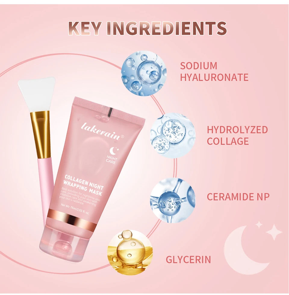 Luxe Collagen Wrapping Face Mask With Brush - Hydrating & Brightening Skincare Set