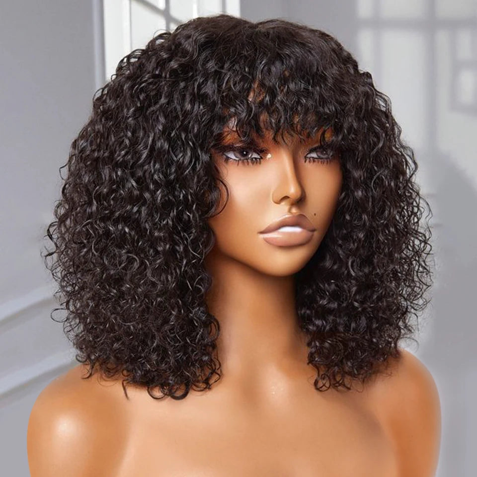LUXE Jerry Curly Short Bob Wig – 100% Human Hair, Glueless & Ready to Wear