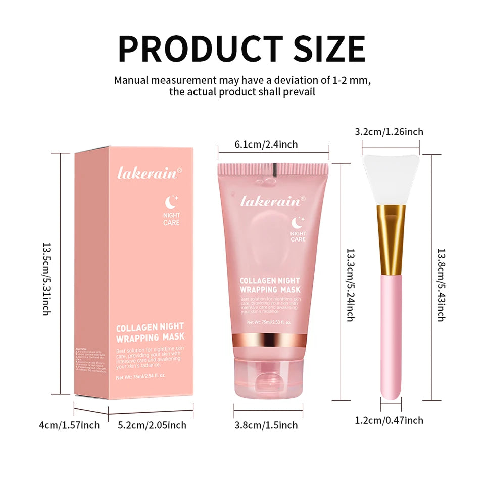 Luxe Collagen Wrapping Face Mask With Brush - Hydrating & Brightening Skincare Set