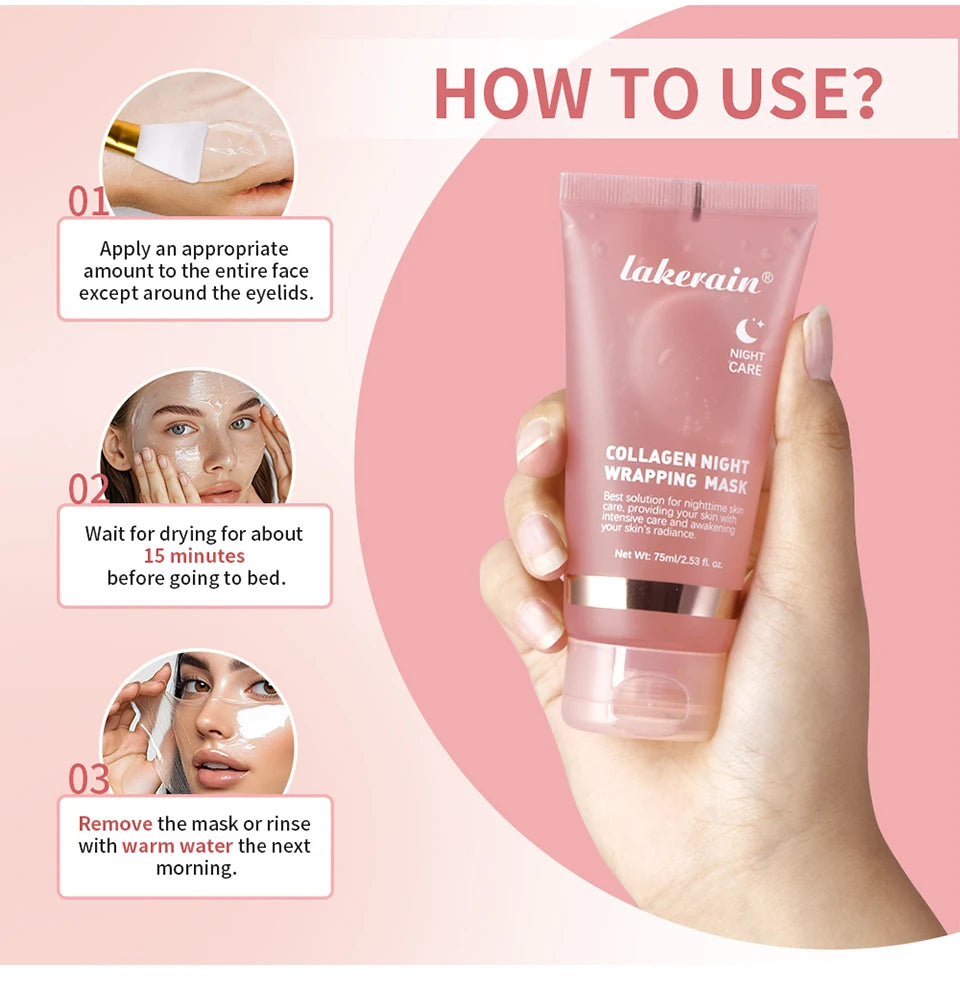 Luxe Collagen Wrapping Face Mask With Brush - Hydrating & Brightening Skincare Set