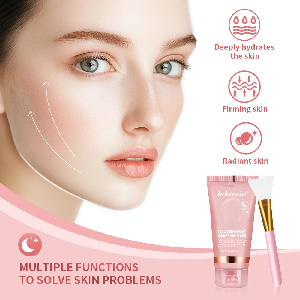 Luxe Collagen Wrapping Face Mask With Brush - Hydrating & Brightening Skincare Set