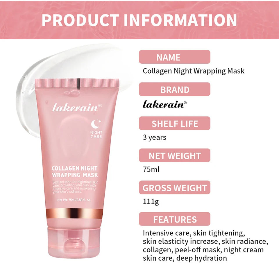 Luxe Collagen Wrapping Face Mask With Brush - Hydrating & Brightening Skincare Set